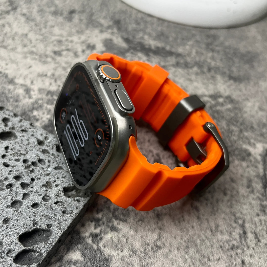 Silicone Watch Band for Apple Watch - Sport Band with Titanium Buckle