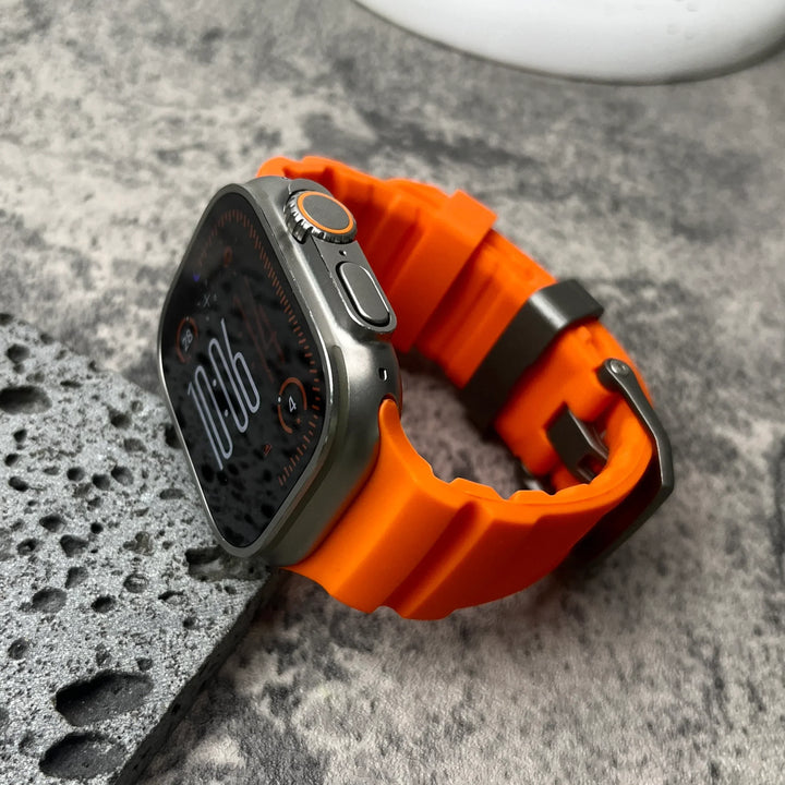 Silicone Watch Band for Apple Watch - Sport Band with Titanium Buckle