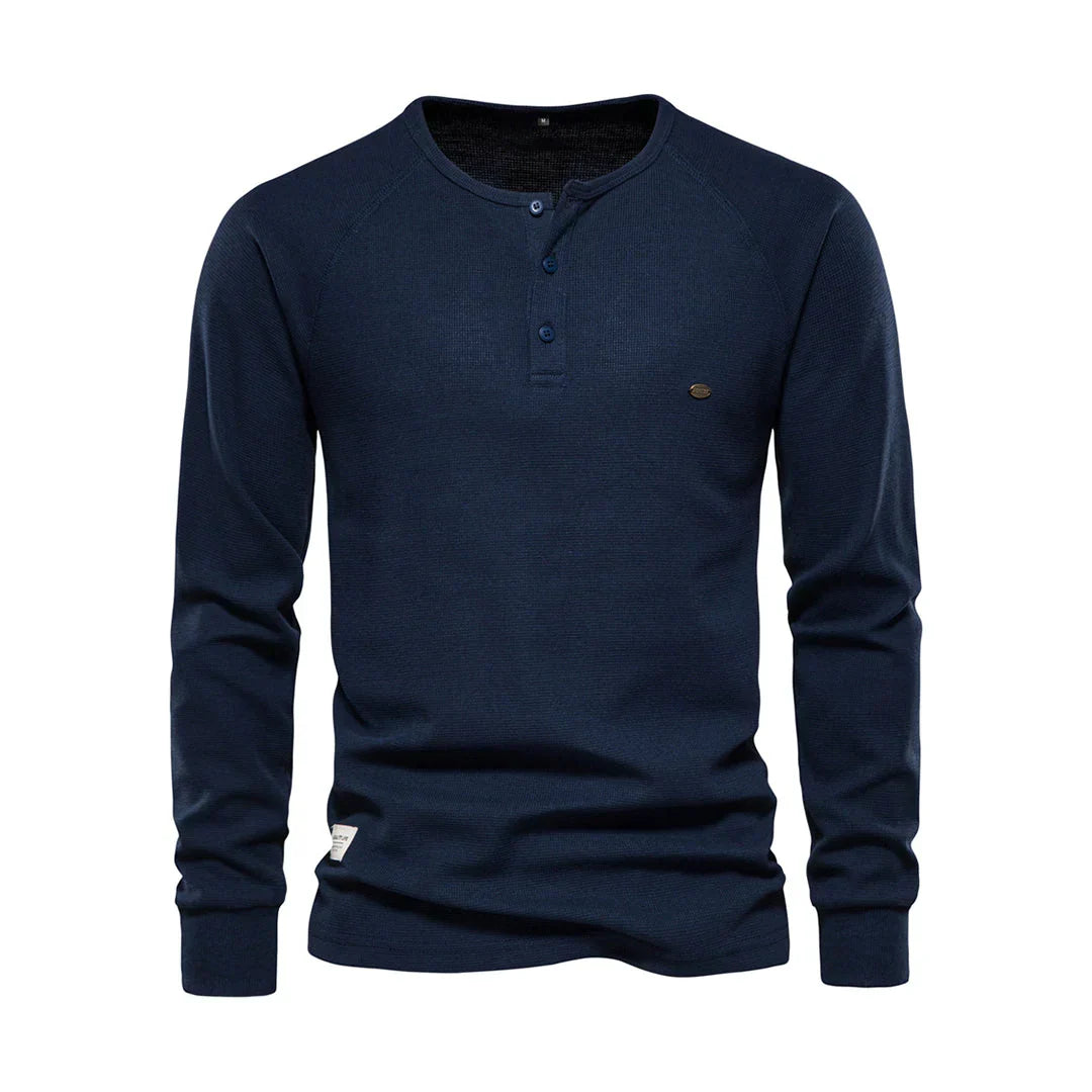 Men's Long Sleeve Shirt with Round Neck - Elena Harper