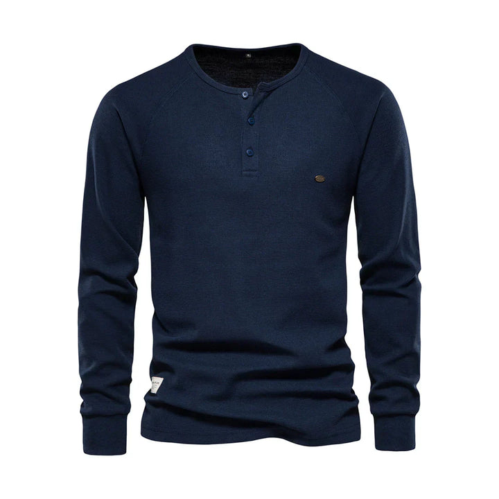 Men's Long Sleeve Shirt with Round Neck - Elena Harper