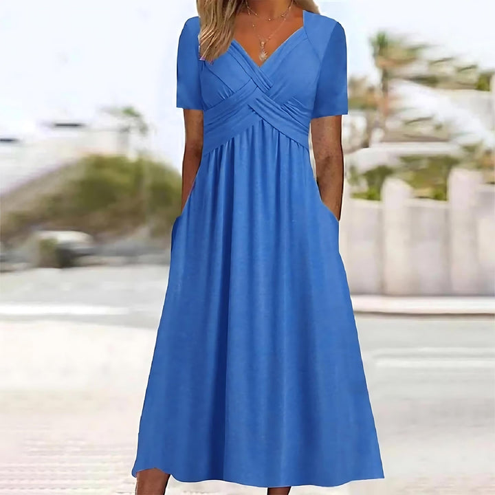 Elisa Elegant Midi Dress with Flattering Abdomen Control - Elena Harper