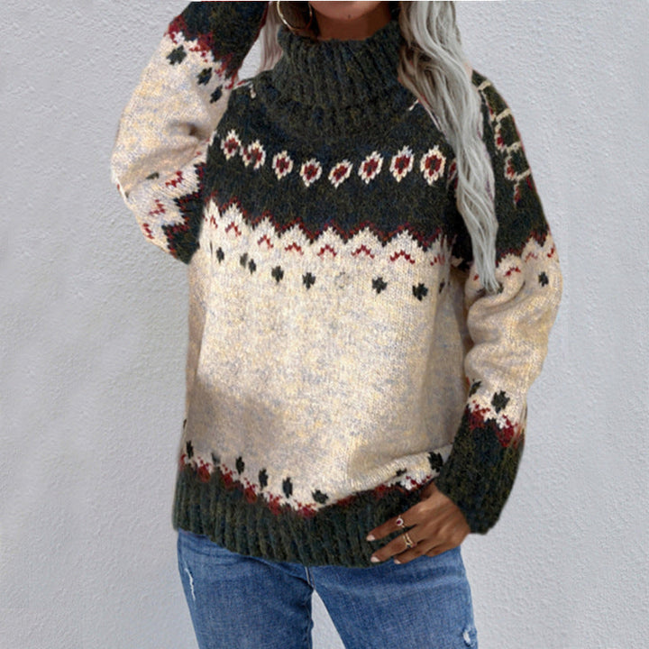Elegant Fair Isle Sweater for Women – Comfortable Thick Knit
