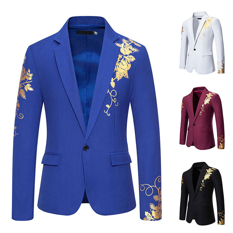 Men's Elegant Floral Blazer with Gold Pattern