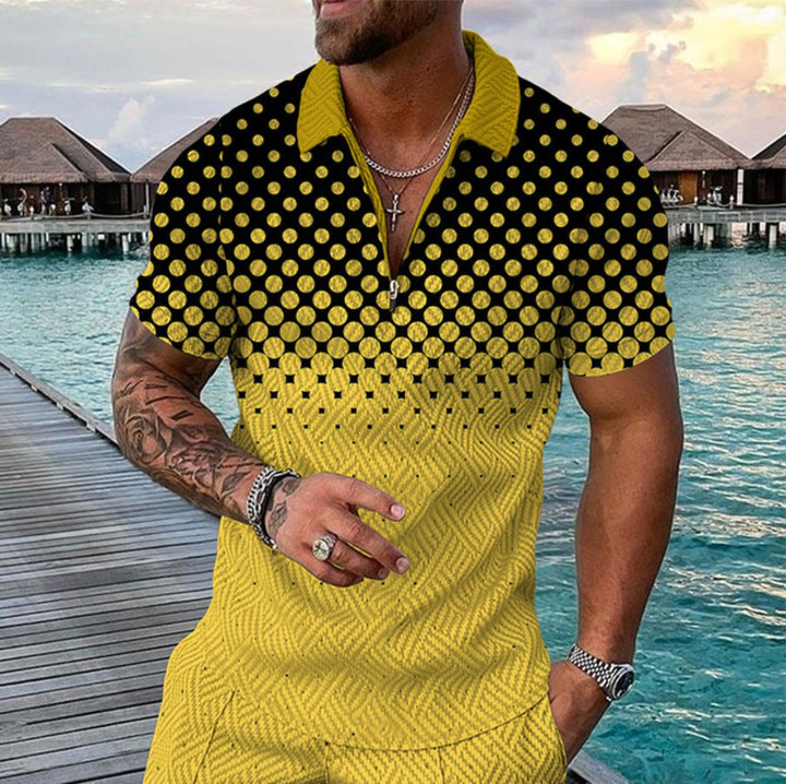 Men's Elegant Short Sleeve Shirt with Decorative Patterns