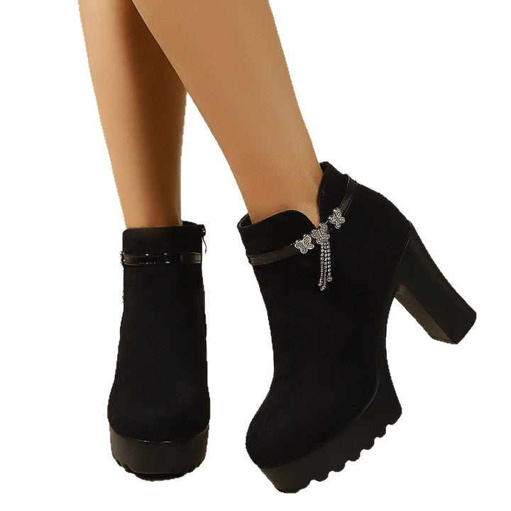 Women's Ankle Boots with Glitter Detail and Non-Slip Sole