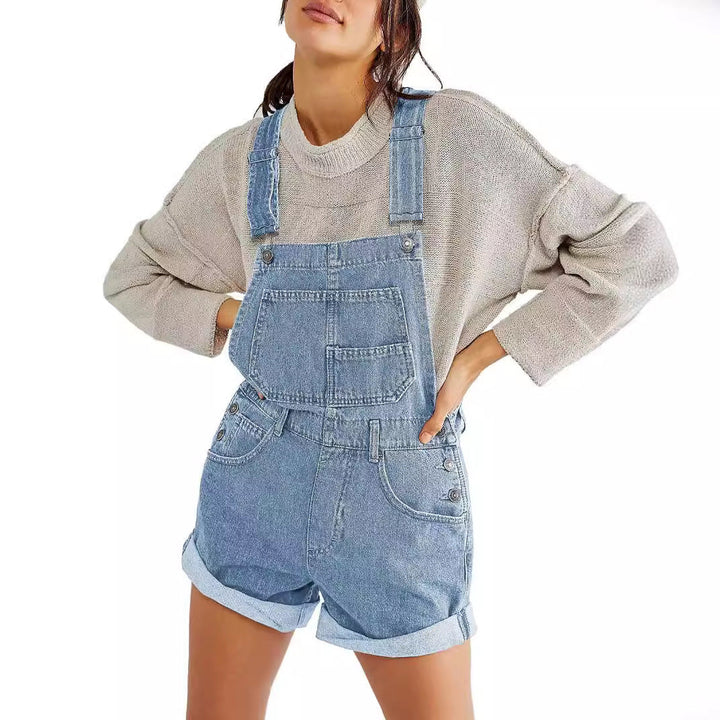 Women's Casual Overalls Shorts with Pockets & Adjustable Straps, view 5 - Elena Harper