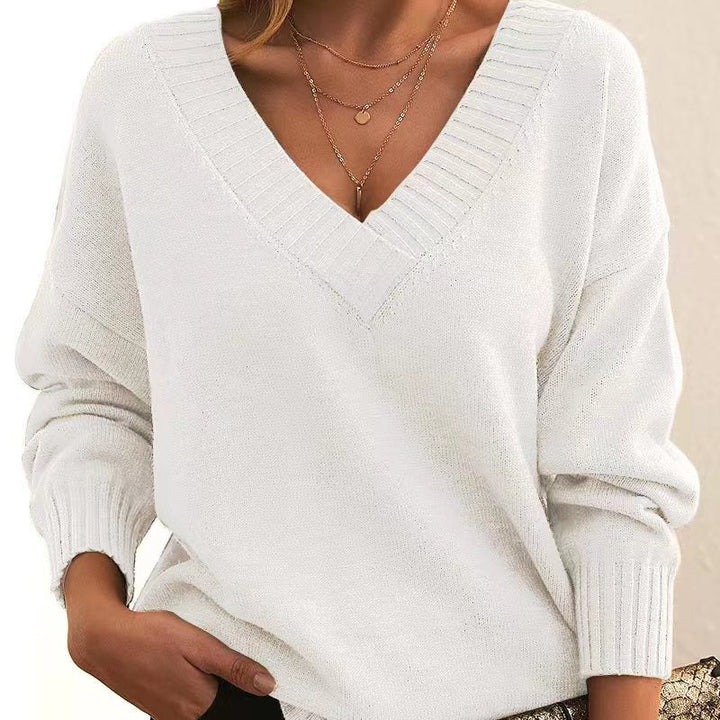Casual Knitted Jumper in Solid Colour