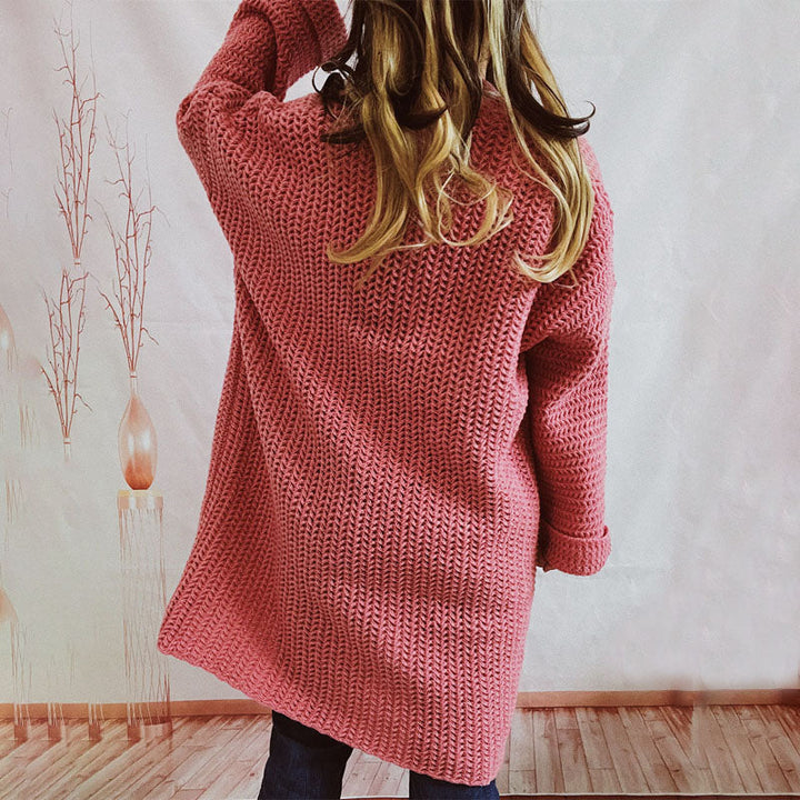 Casual Knitted Cardigan in Solid Color