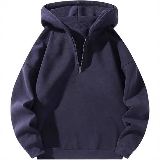 Men's Half-Zip Hoodie with Adjustable Drawstring Hood