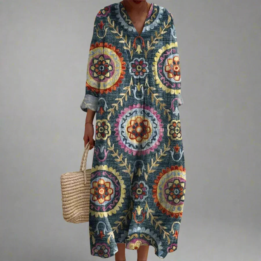 Women's Dress with Geometric Pattern, Loose Fit, Lightweight Fabric for Daily Use