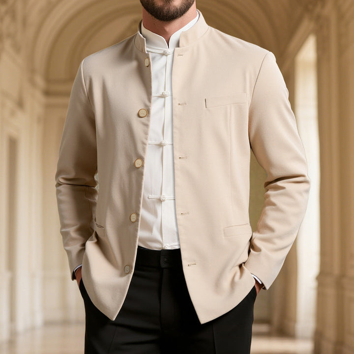 Men's High Collar Blazer - Modern & Elegant Style