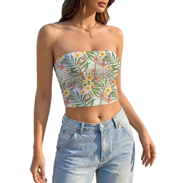 Women’s Bandeau Top with Creative Flower and Leaf Patterns EB