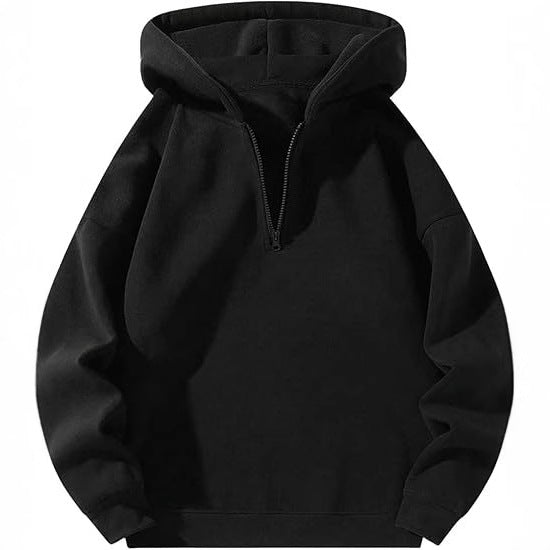 Men's Half-Zip Hoodie with Adjustable Drawstring Hood