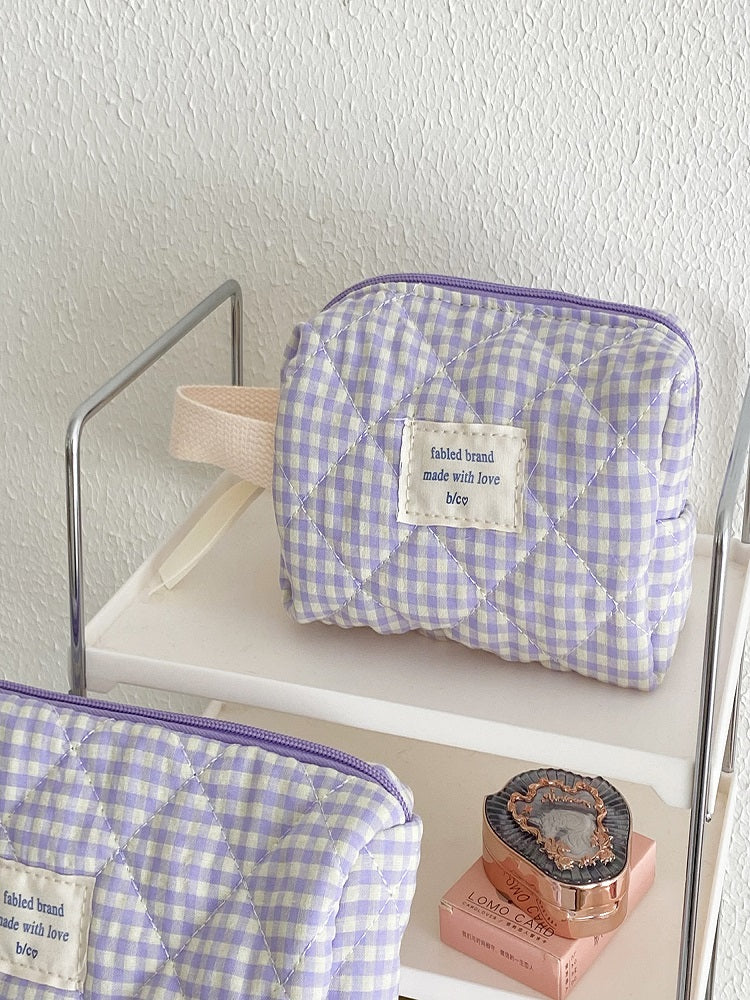Blueberry Grid Makeup Bag