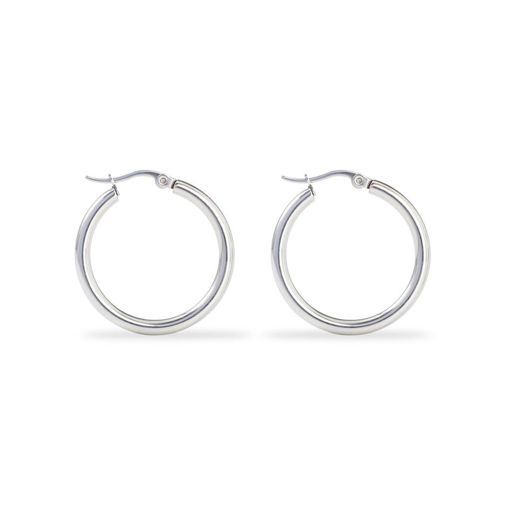 Polished Silver Classic Hoop Earrings