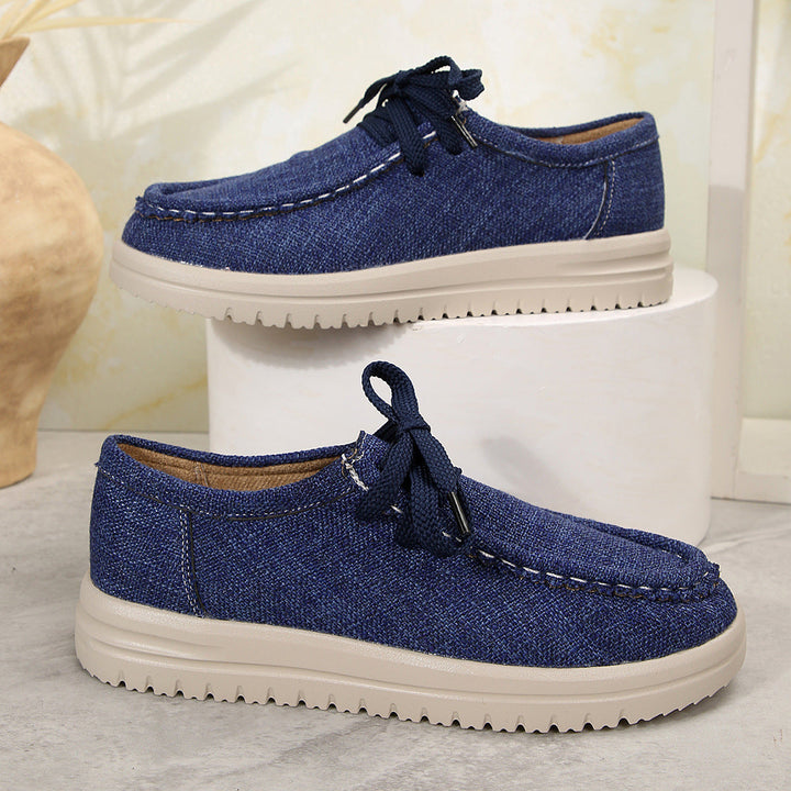 Women's Comfortable Lace-Up Shoes Made of High-Quality Textile EB
