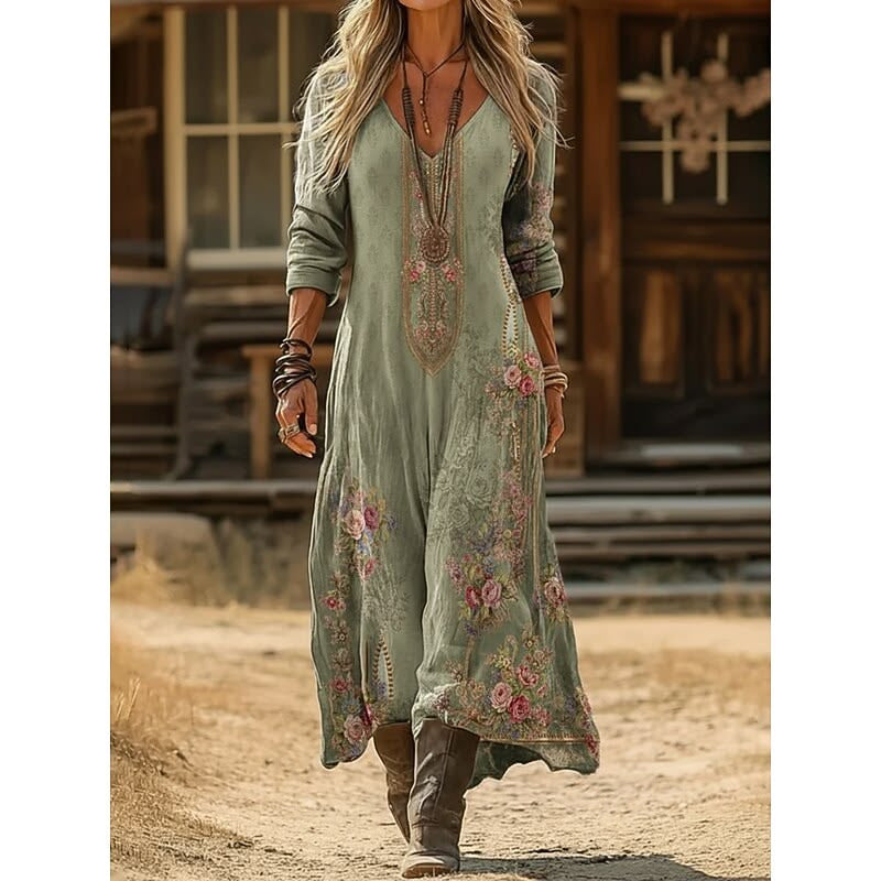 Brielle Long Sleeve Vintage Casual Dress - Elena Harper