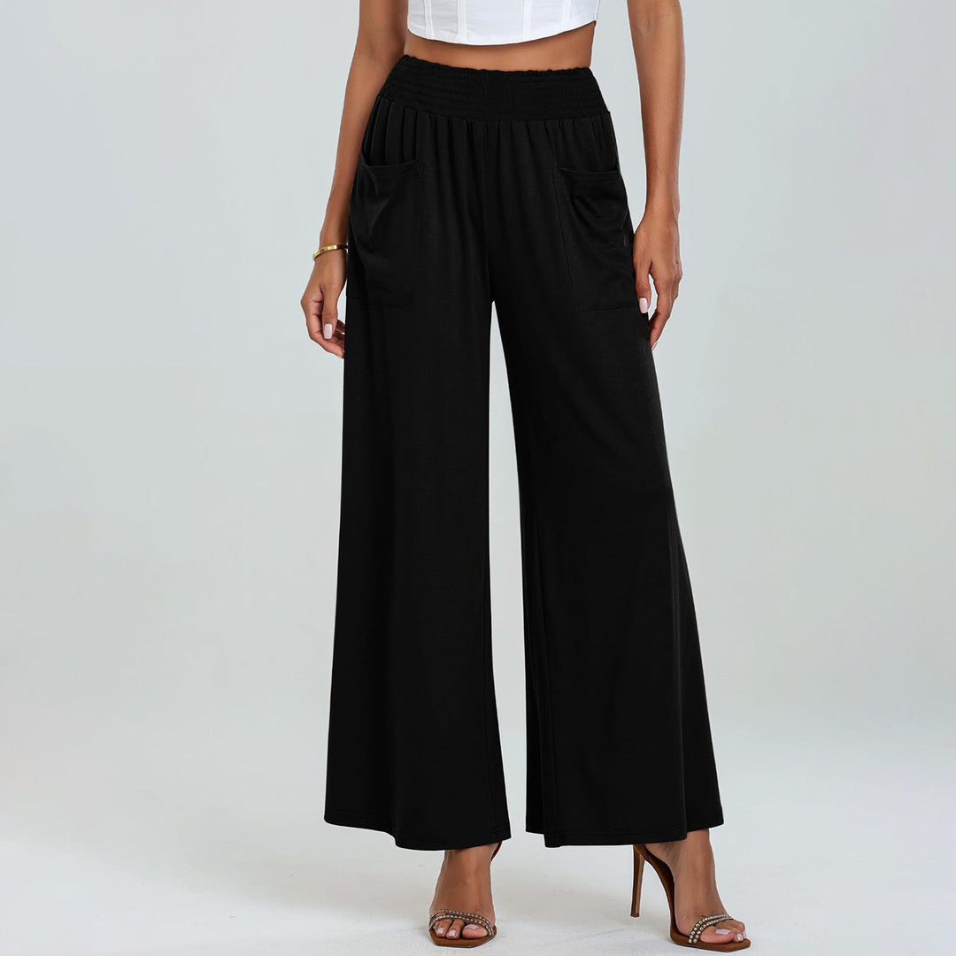 Women's Comfortable Loose-Fitting Leisure Pants with Elastic Waistband and Practical Side Pockets EB