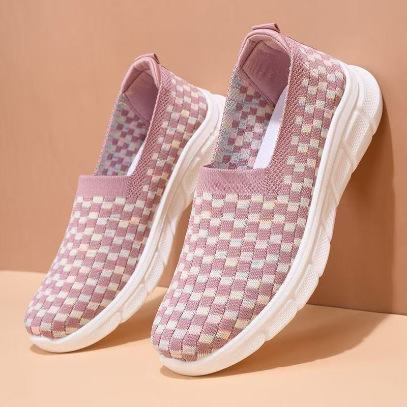 Ladies Comfortable Slip-On Sneakers with Elastic Upper EB