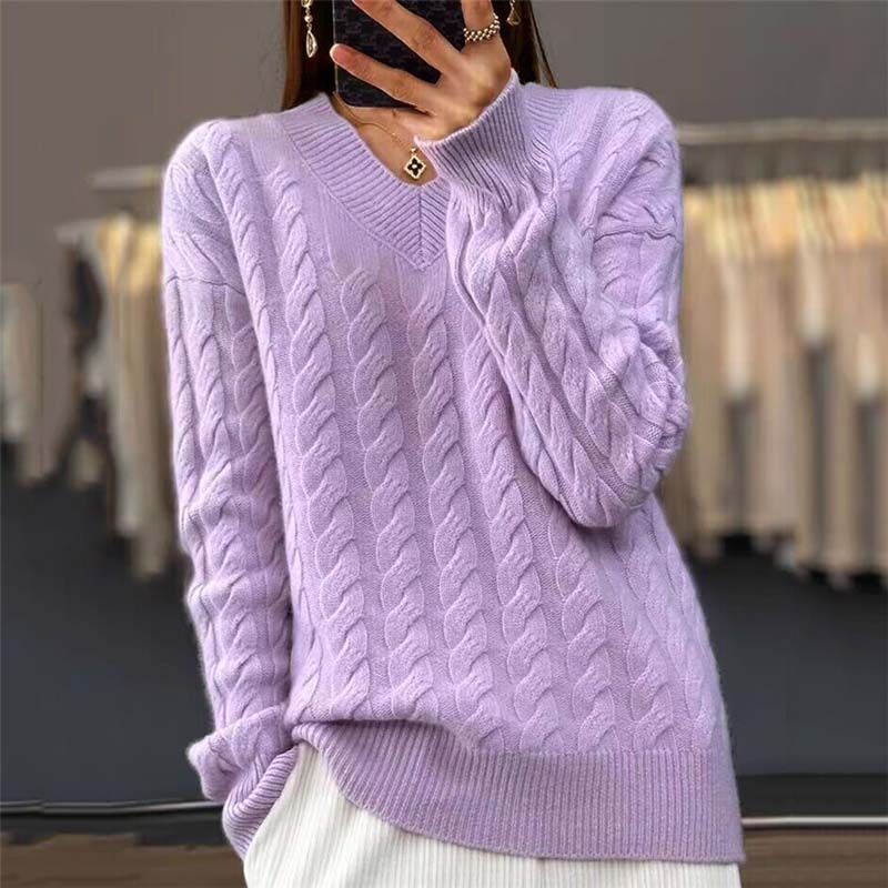 Casual Twisted Knit Pullover