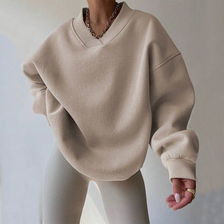 Women's Round Neck Long Sleeve Solid Color Sweater
