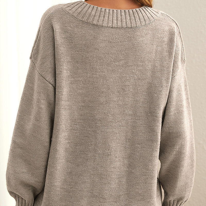 Casual Knitted Jumper in Solid Colour