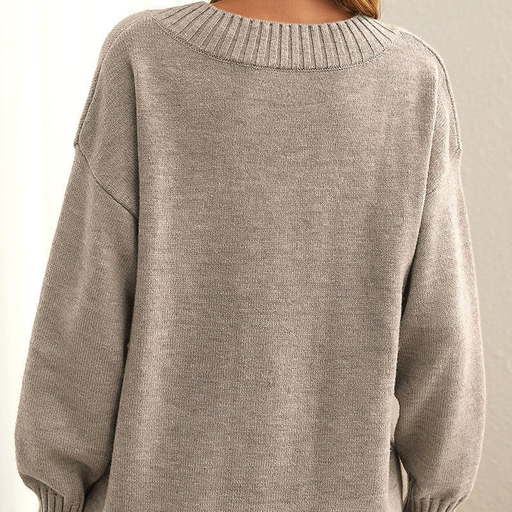 Casual Knitted Jumper in Solid Colour