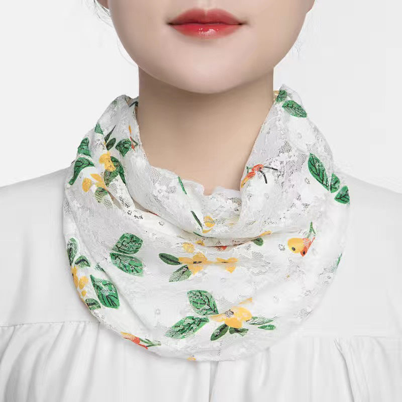 Lace Scarf with Floral Pattern