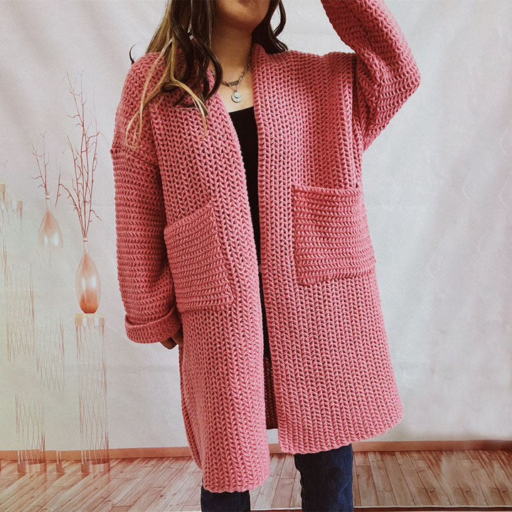 Casual Knitted Cardigan in Solid Color