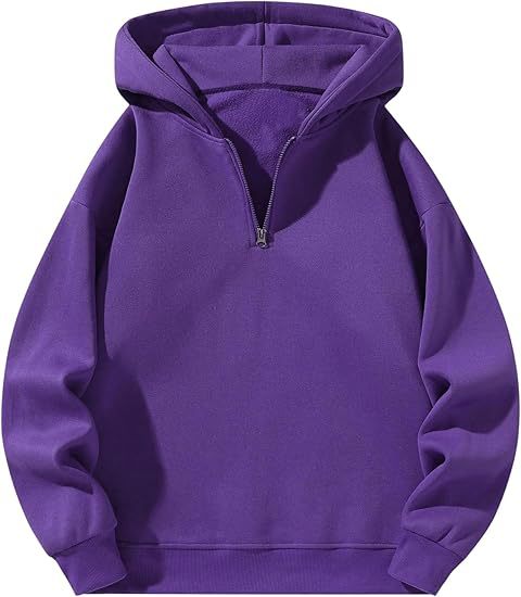 Men's Half-Zip Hoodie with Adjustable Drawstring Hood