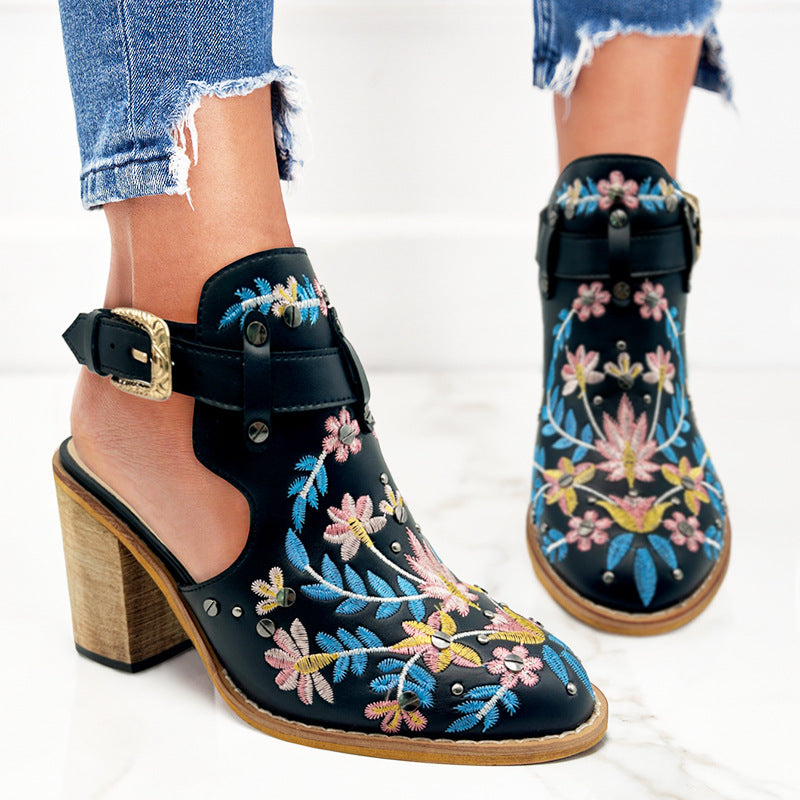 Nina - Floral Embroidery Shoes