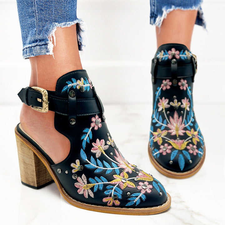 Nina - Floral Embroidery Shoes