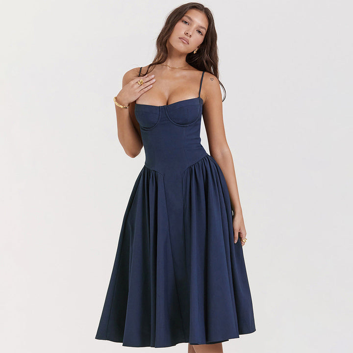 Women’s Midi Corset Dress with Adjustable Straps – Elegant and Flattering