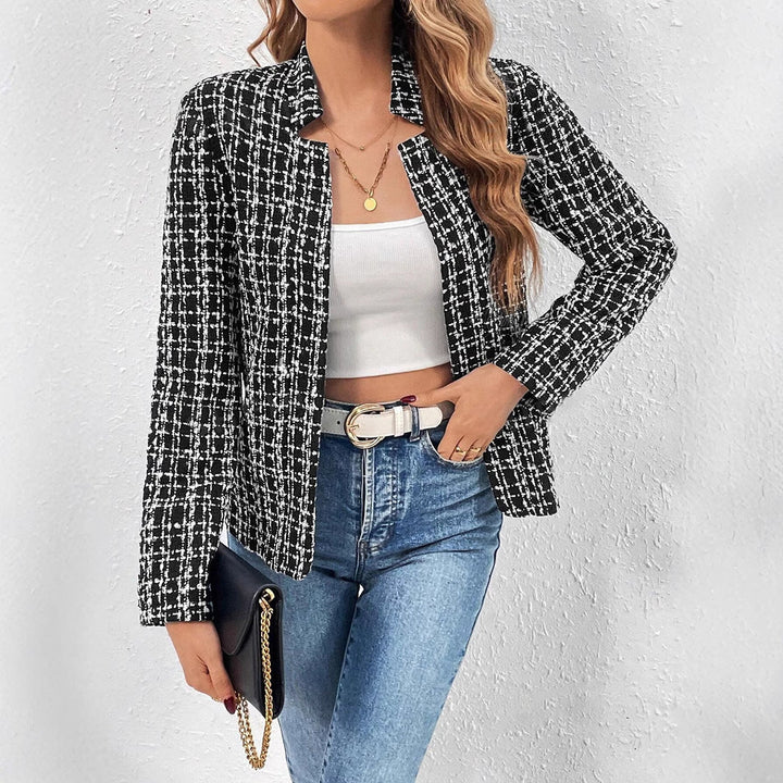 Women's Tweed Jacket with Fitted Cut and Open Design