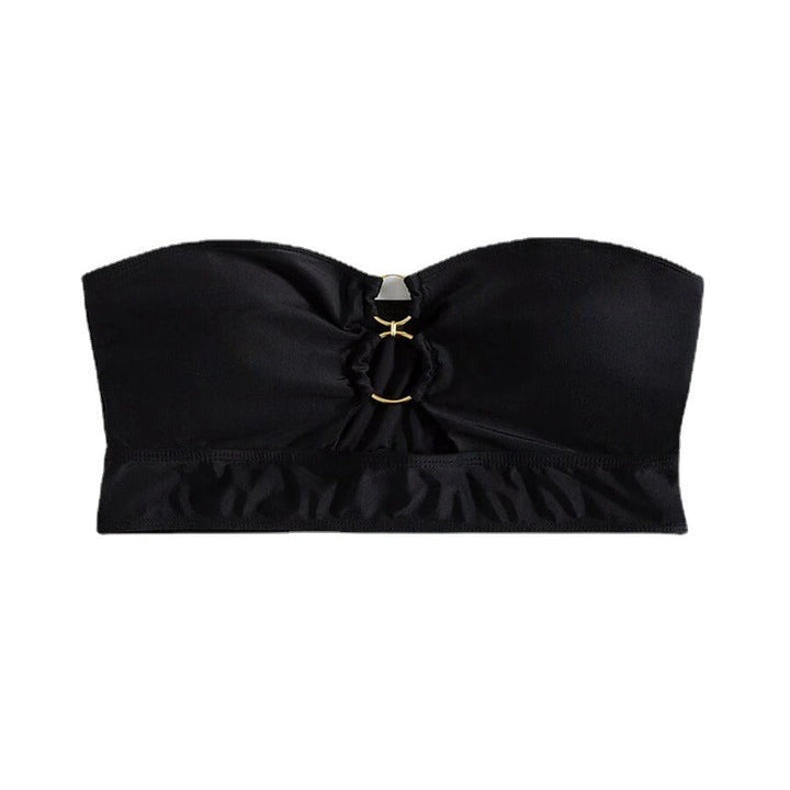Women’s Bandeau Bikini Top with Decorative Ring Accents EB