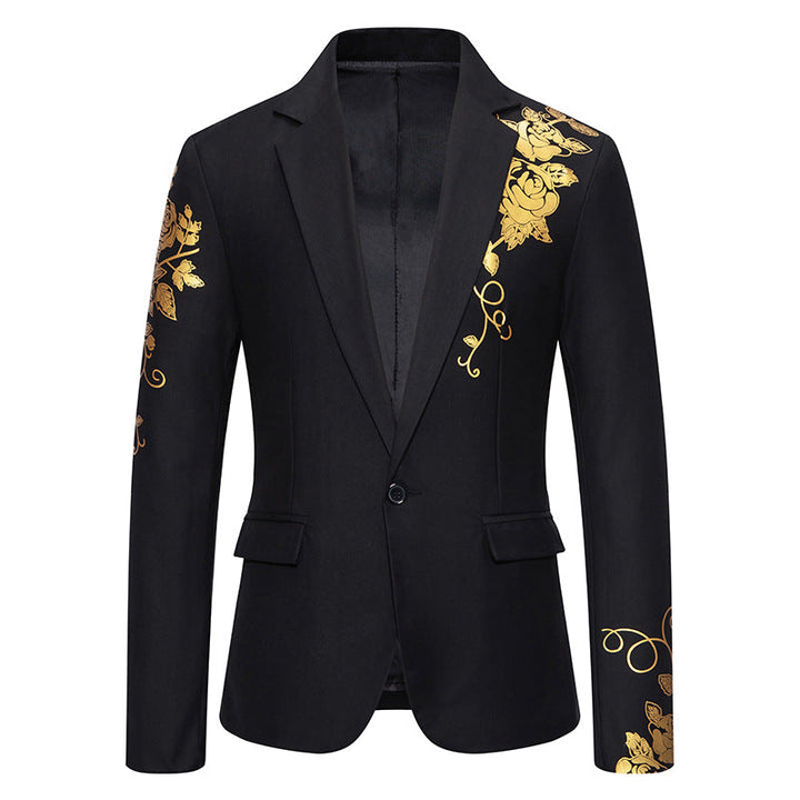 Men's Elegant Floral Blazer with Gold Pattern
