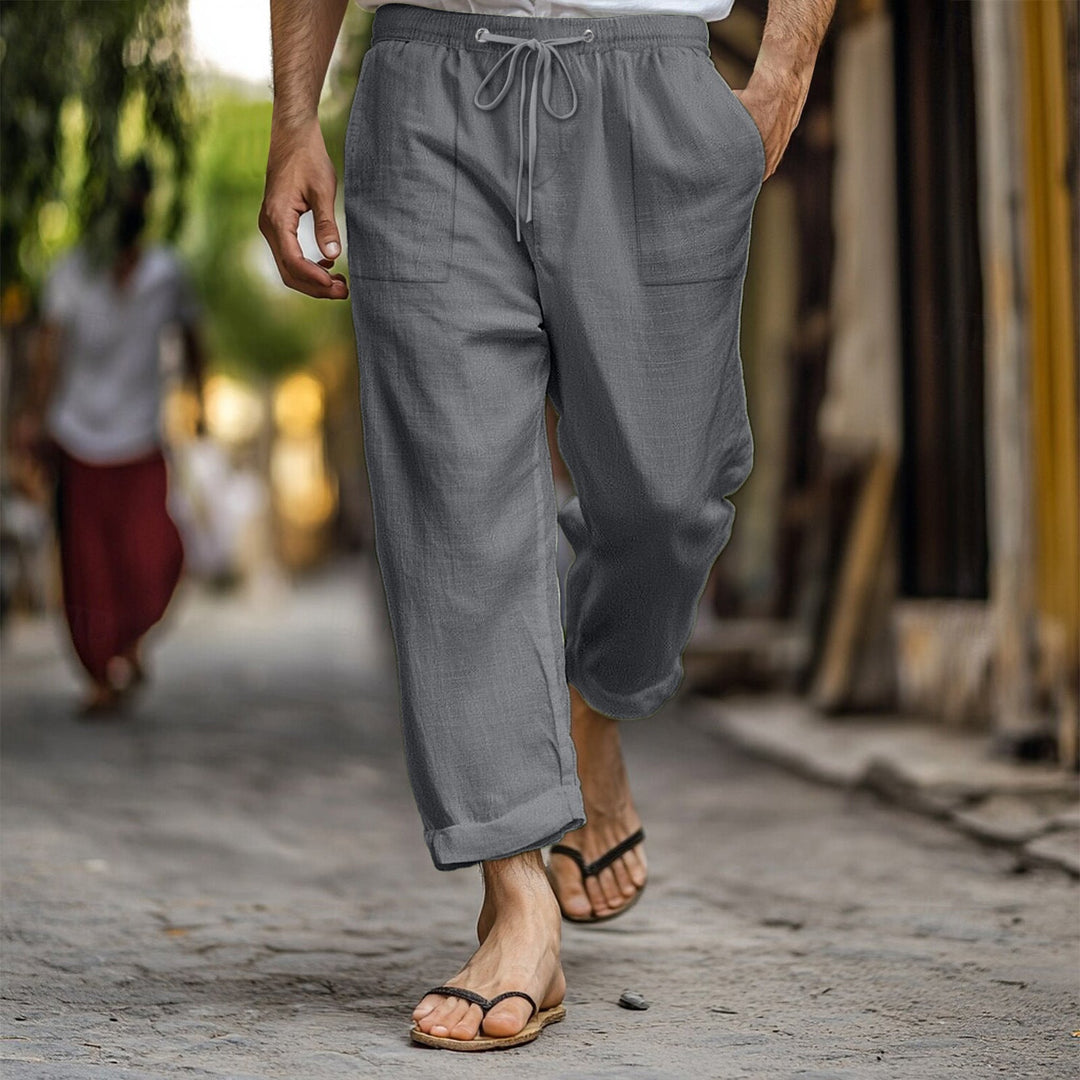 Men's Lightweight Casual Pants with Elastic Waist & Pockets