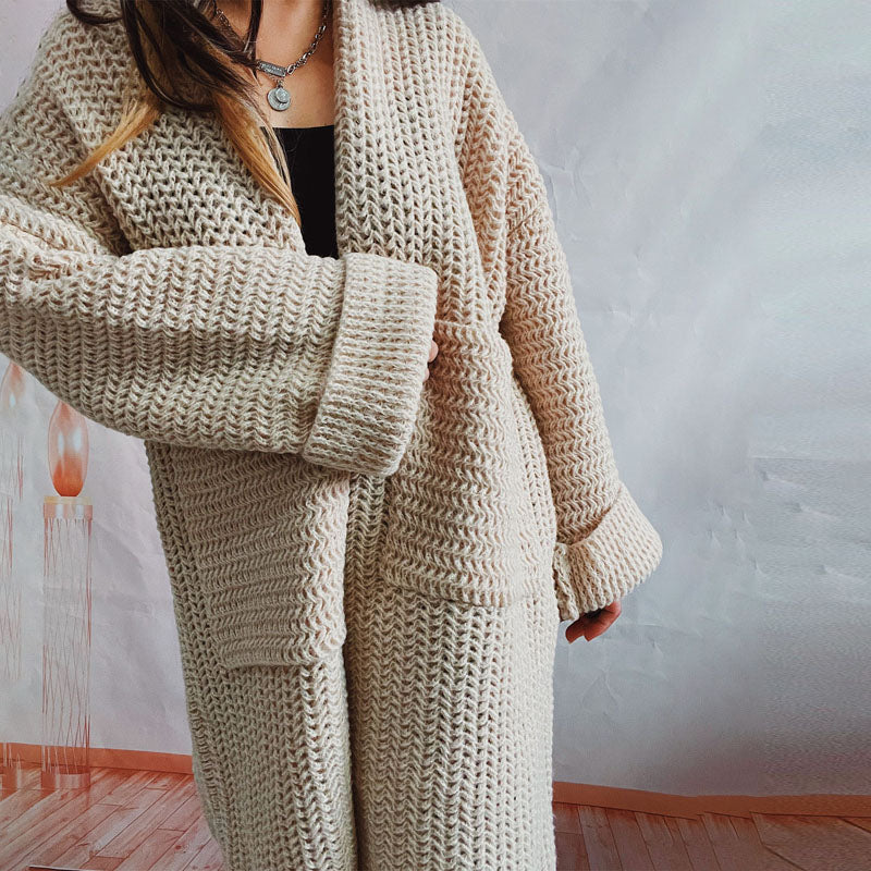 Casual Knitted Cardigan in Solid Color