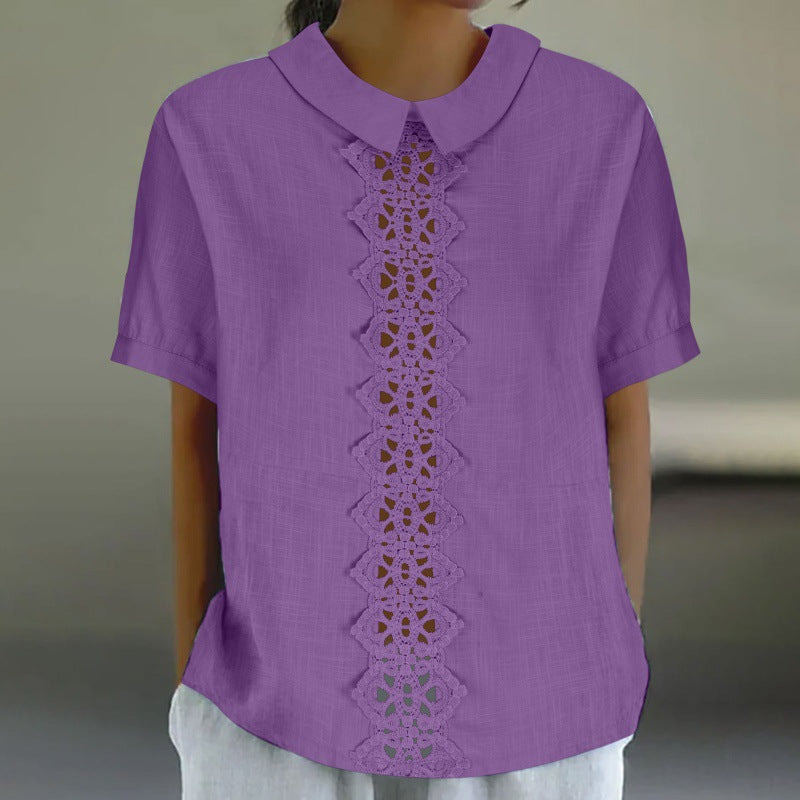 Women's Light Lace Panel Blouse - Effortless Style