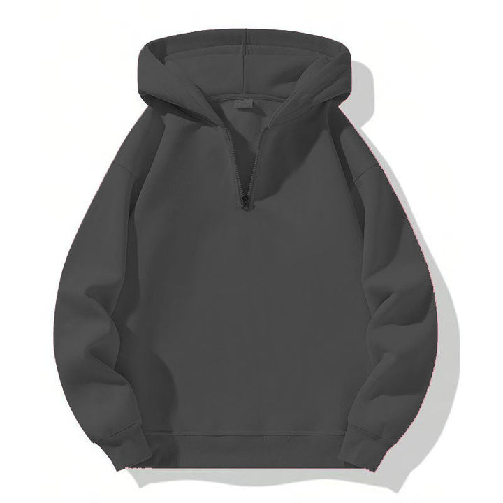 Men's Half-Zip Hoodie with Adjustable Drawstring Hood