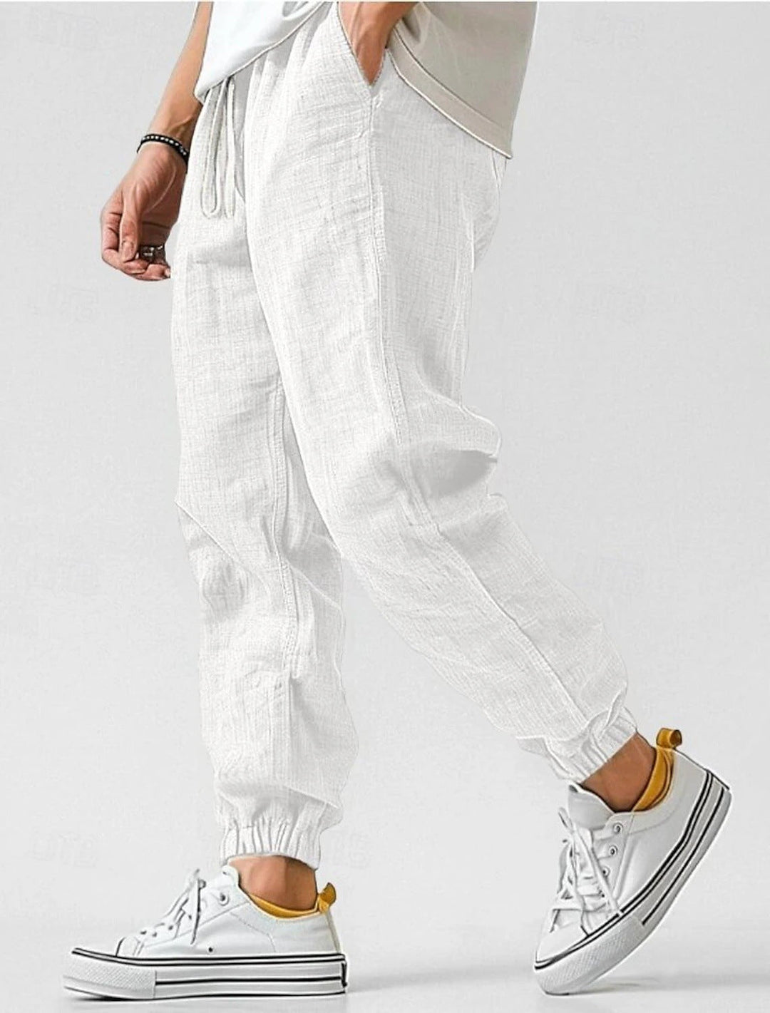 Men's Relaxed Fit Casual Pants with Elastic Waist & Pockets