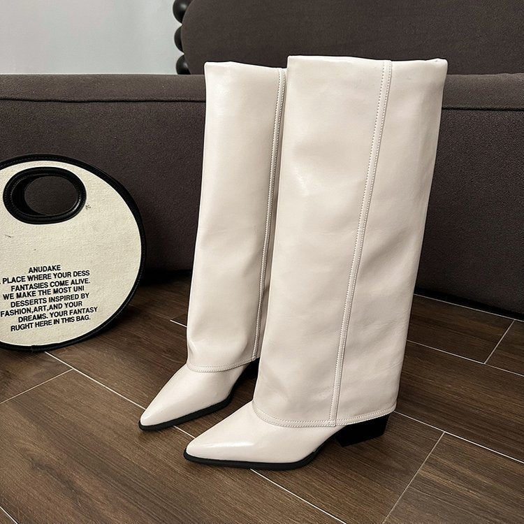 Women's Boots with Block Heel and Modern Cut in Brown
