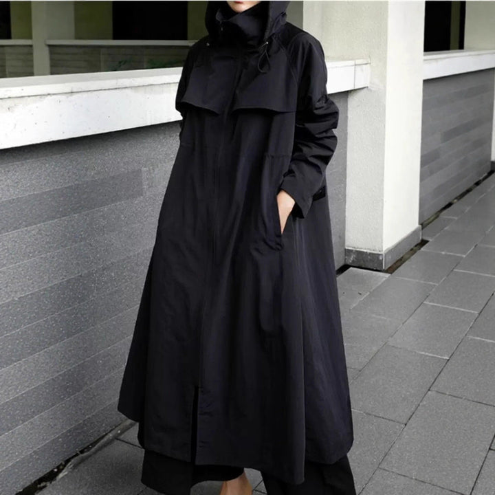 Women's Oversized Maxi Coat with Hood and Cape Yoke