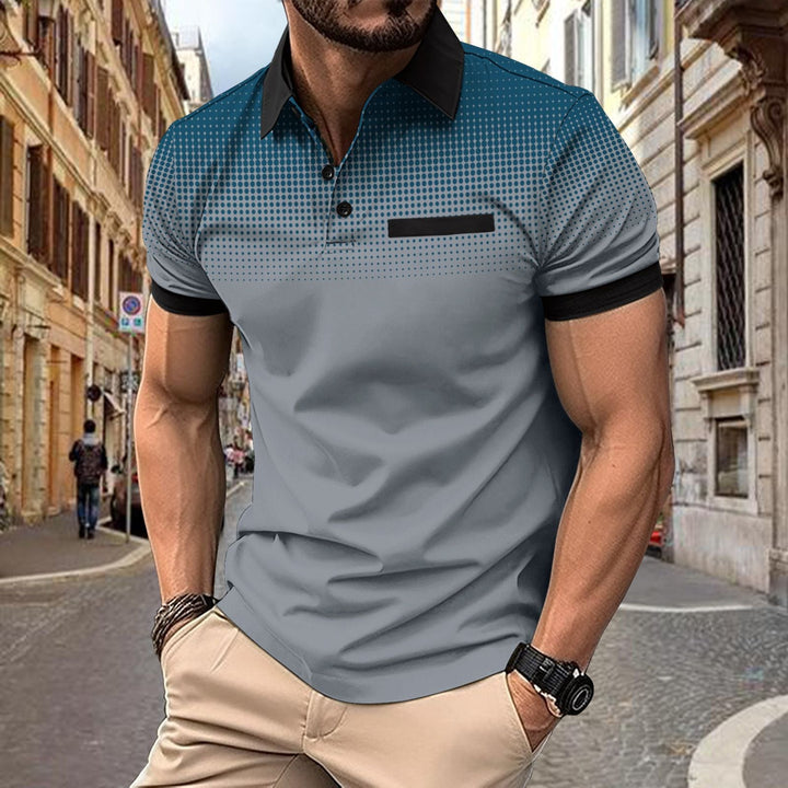 Men's Gradient Polo Shirt: Stylish Short-Sleeve Design for Versatile Wear