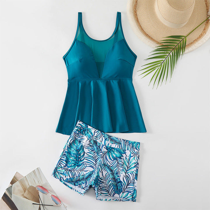 Ladies' Swim Set with Trendy Ruffle Silhouette and Floral Print EB