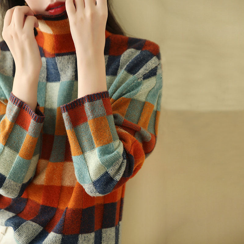 Colourful Check Knit Jumper