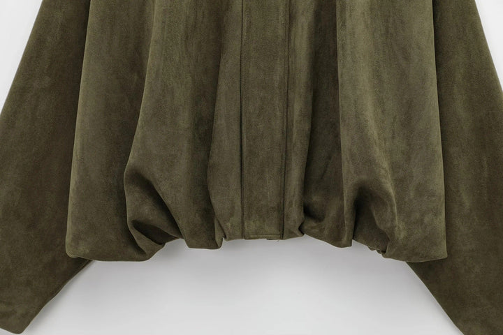 Oversized women's jacket with suede effect, loose fit, modern mid-season style