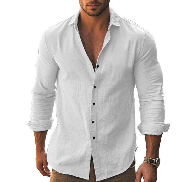 Men's Elegant Long Sleeve Shirt with Modern Collar