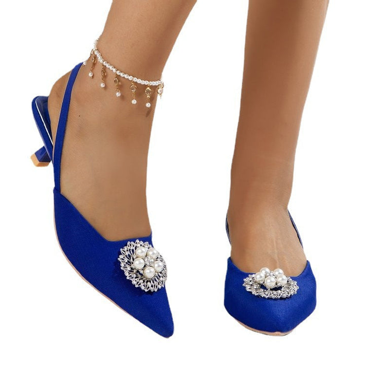 Women's Elegant Pearl Embellished Slingback Pumps