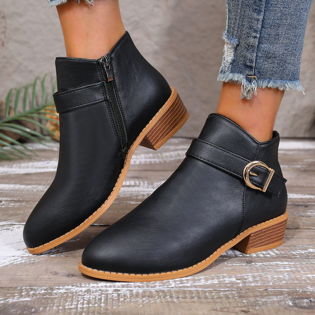 Women's Ankle Boots with Cushioned Insole and Convenient Zipper